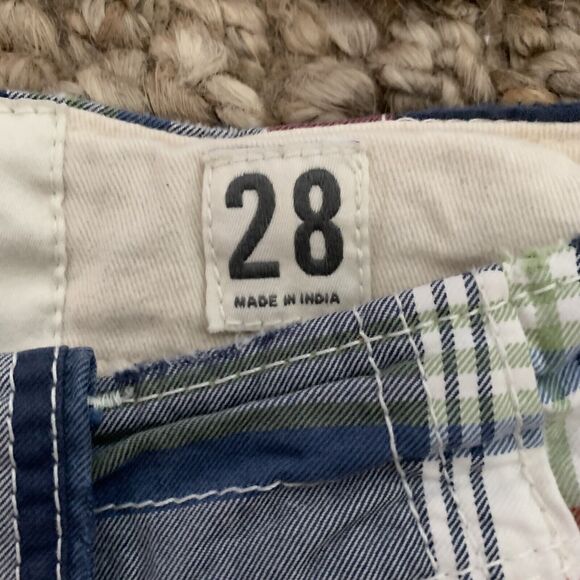 Abercrombie & Fitch Plaid Shorts Heavy Cotton Button Fly Blue Size 28 NEW - Picture 5 of 7